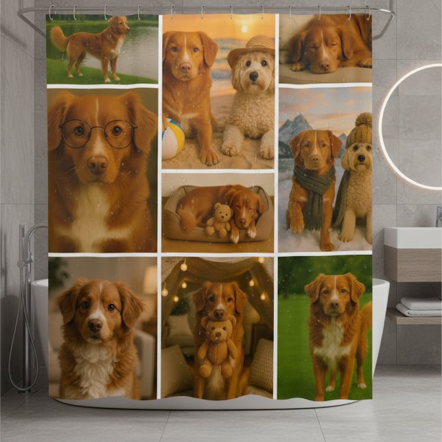 Photo Collage Personalized 9 Photo Template Duschvorhang (Photo Collage Personalized 9 Photo Template Shower Curtain by Ricaso. Add photos or your own artwork)