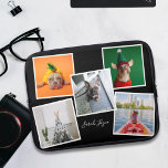 Photo Collage Personalized Black Modern Laptopschutzhülle<br><div class="desc">Add 5 photos of your beloved dog (or cat or you) to this collage and your name. Placeholder photos used with permission under Creative Commons</div>