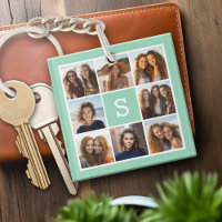 Photo Collage personnalisé Monogramme Mention vert