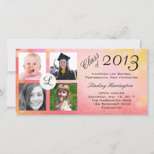 Photo Collage Pink Girl Graduation Faire-part
