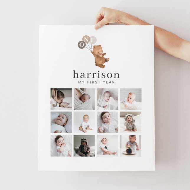 Photo Collage Poster - Ours Brown 3 Ballons (Créateur téléchargé)