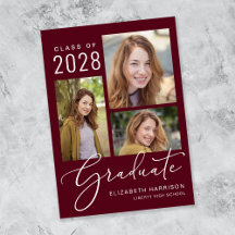 Photo Collage Script Burgundy Graduation