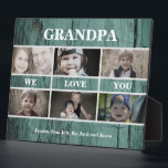 Photo Collage Turquoise Wood Grandpa We love You Fotoplatte<br><div class="desc">Grandpa We love you Photo Collage.  6 photos.  Customize.  Turquoise Wood Background.</div>