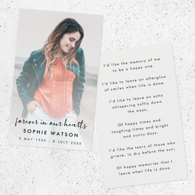 Photo commémorative funéraire moderne Poème ou car (Créateur téléchargé)