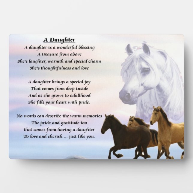Photo conception de chevaux - plaque poème fille (Devant)