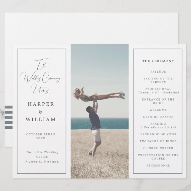 Photo côtière Programme de mariage Tri-Fold (Devant / Derrière)
