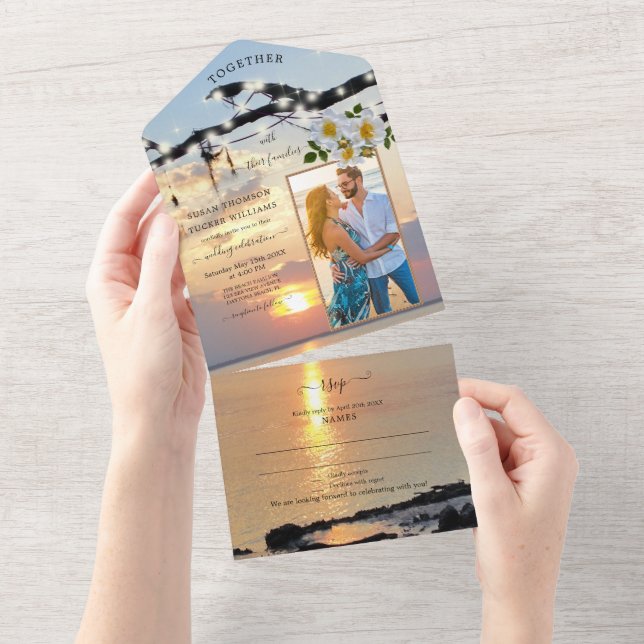 Photo côtière tout en un Faire-part de mariage (Déchirure)