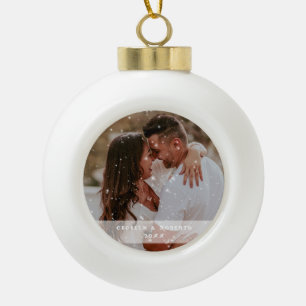 Photo Couple Noël Flocon de neige Ornement encadré