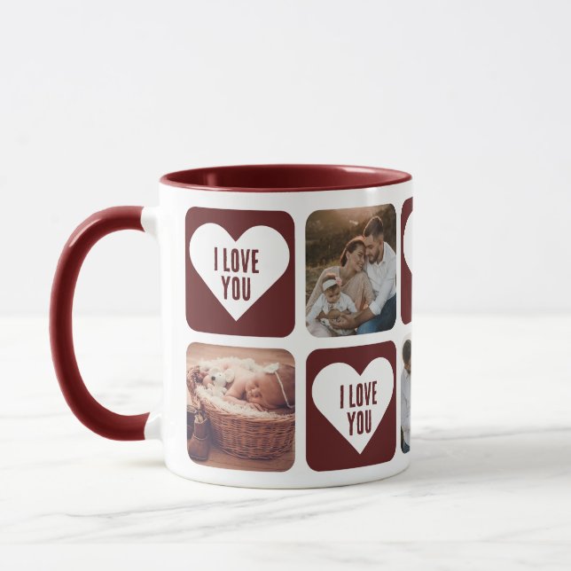 Photo Cousue Rouge Personnalisée Je T'Aime Mug (Gauche)