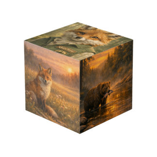 Photo Cube de faune forestière — Loup, Hibou, Renard et