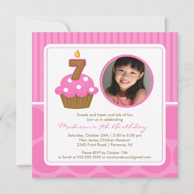 Photo Cupcake Anniversaire Invitation 7e Anniversa (Devant)