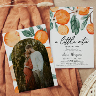 Photo Cutie Orange Baby shower Invitation