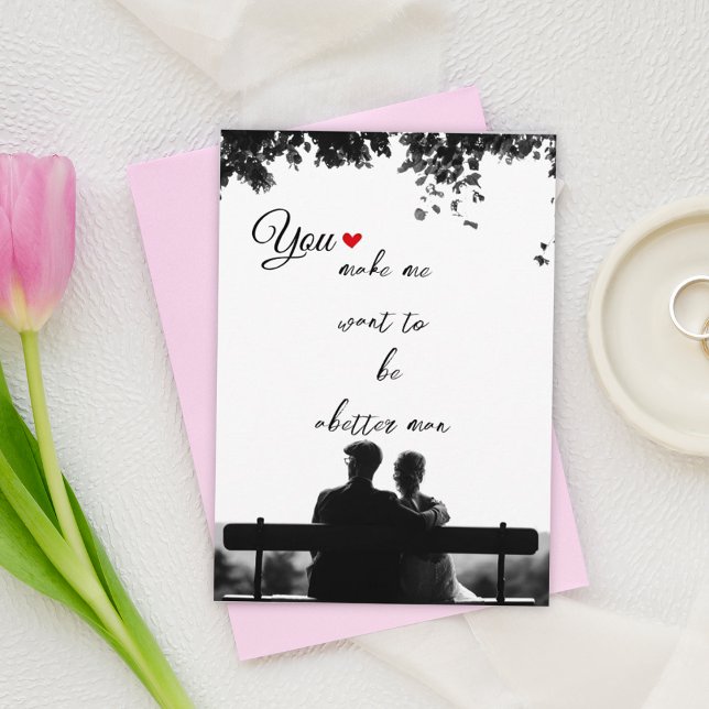 Photo d'amour noir et blanc Carte de vacances (Créateur téléchargé)