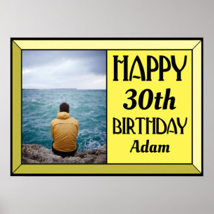 Photo d'anniversaire Art Déco 30 ans jaune