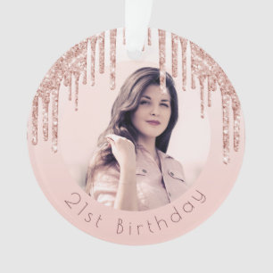 Photo d'anniversaire bleu rose rose gouttes d'or r