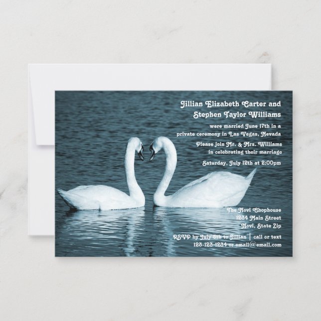 Photo de deux cygnes - Faire-part Mariage 3x5 (Devant)