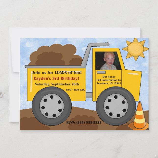 Photo de Dumptruck Kids Invitation d'anniversaire (Devant)
