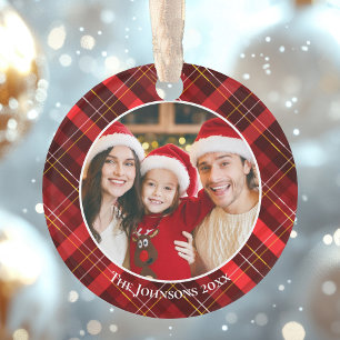 Photo de famille à tartan à carreaux rouges Noël 2
