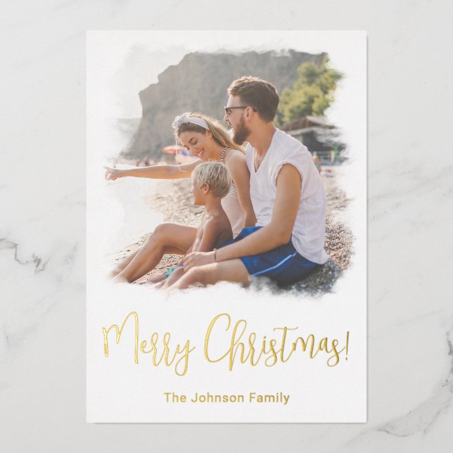 Photo de famille Carte de Noël Aquarelle Modèle (Recto)