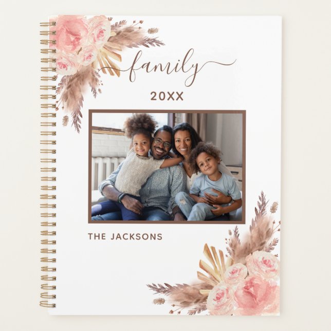 Photo de famille pampas herbe rose floral blanc 20 (Devant)
