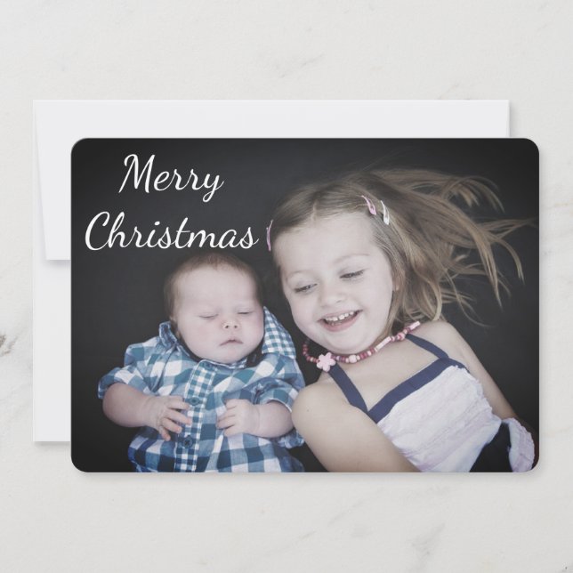 Photo de famille personnalisée Carte de Noël bleu (Devant)