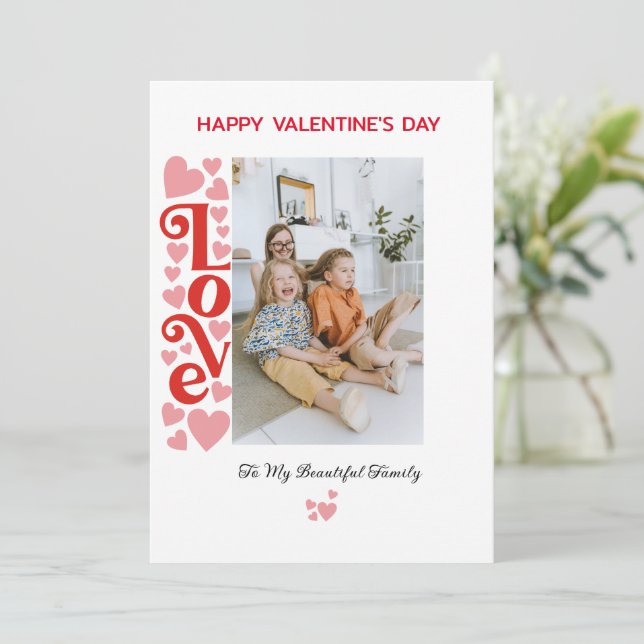 Photo de famille personnalisée Carte Saint-Valenti (Debout devant)