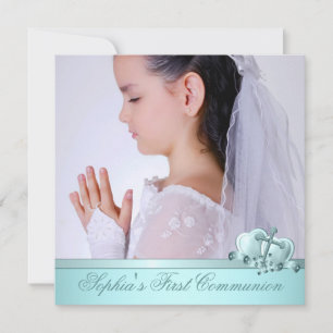 Photo de filles Invitations Turquoises Blue First