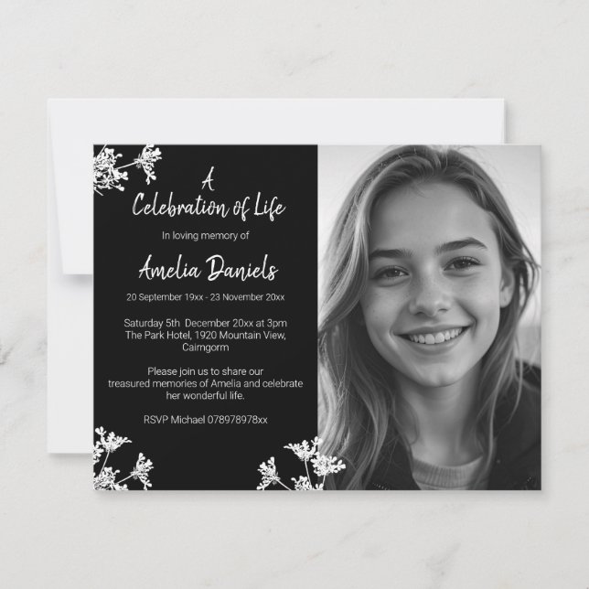 Photo de Fleur noire blanche Fête de la carte de v (Devant)