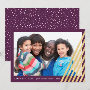 Photo de la carte de Noël moderne   Purple and Gol