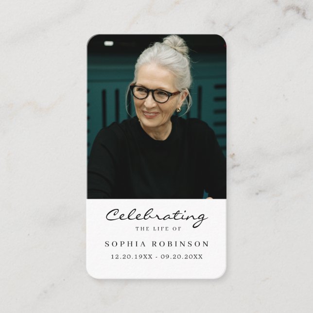 Photo de la carte de prière funéraire pour la célé (Devant)