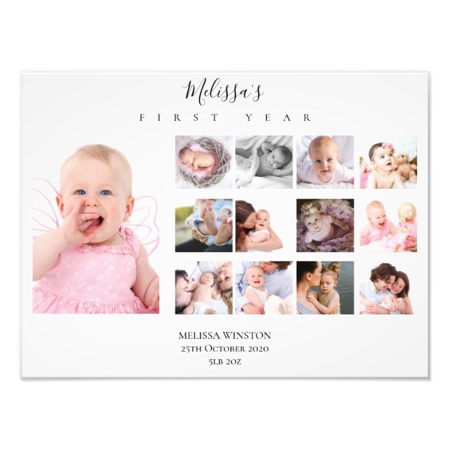 Photo de la première année du bébé Garde-souvenir (Devant)