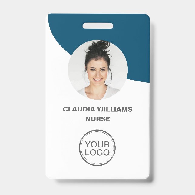 Photo de l'employé, Nom, Logo, Badge Code Barre (Avant)