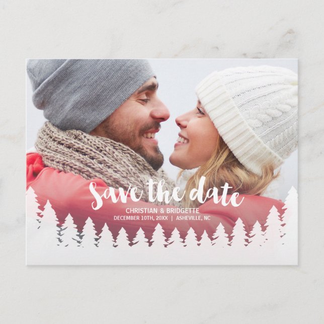 Photo de mariage d'hiver Enregistrer la date Carte (Devant)