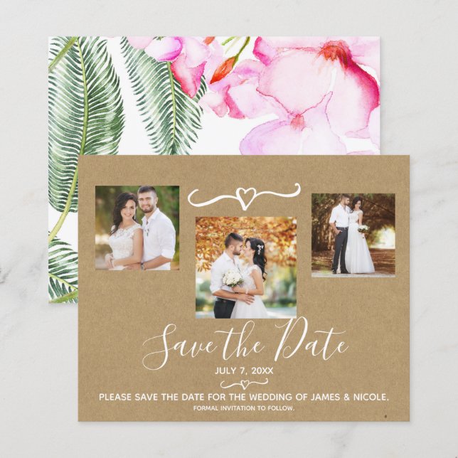 Photo de Mariage Feuille de la flore tropicale Enr (Devant / Derrière)