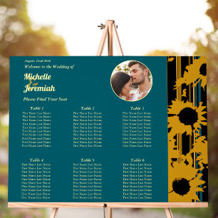 Photo de mariage moderne tournesol sarcelle bleu o