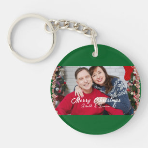 Photo de Noël Couple Personnalisé Vert