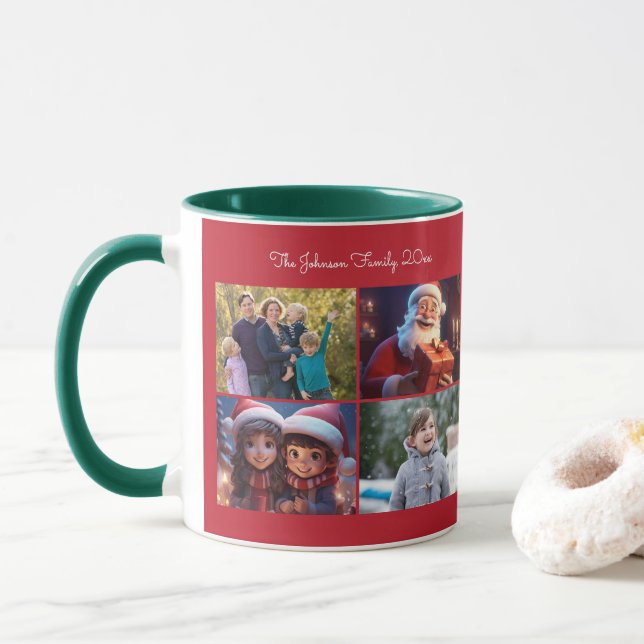 Photo de Noël Cute Famille Café Mug (Avec donut)