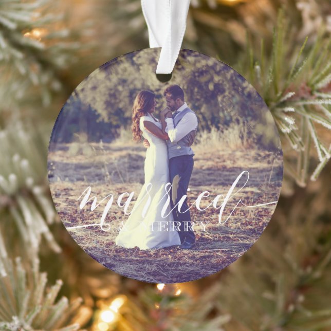 Photo de Noël du Mariage marié et joyeux (Arbre)