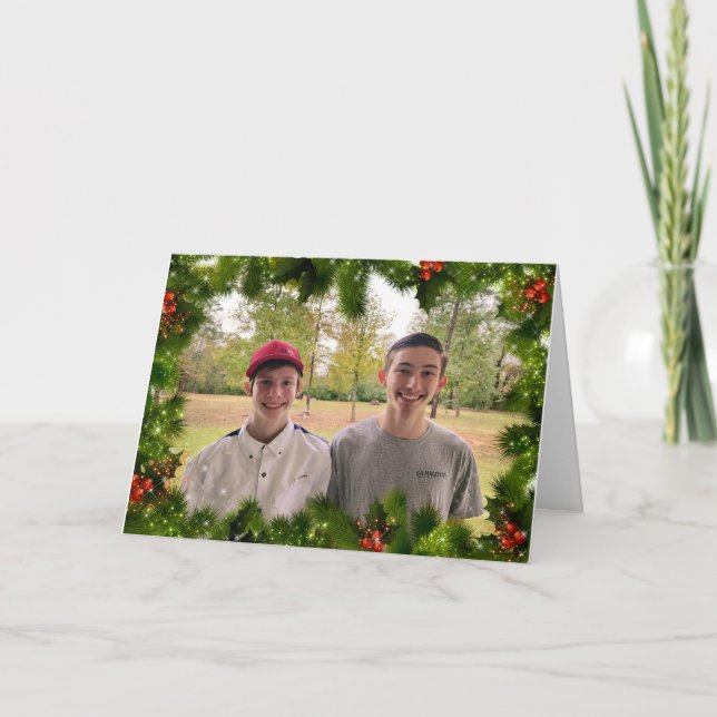 Photo de Noël Garland Light Carte de Noël (Devant)
