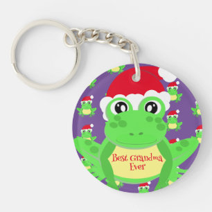 Photo de Noël Grenouille violette Santa Hat Motif
