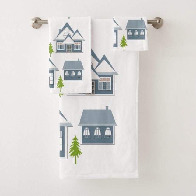 Photo de Noël hiver gris maisons vertes w (En situation)