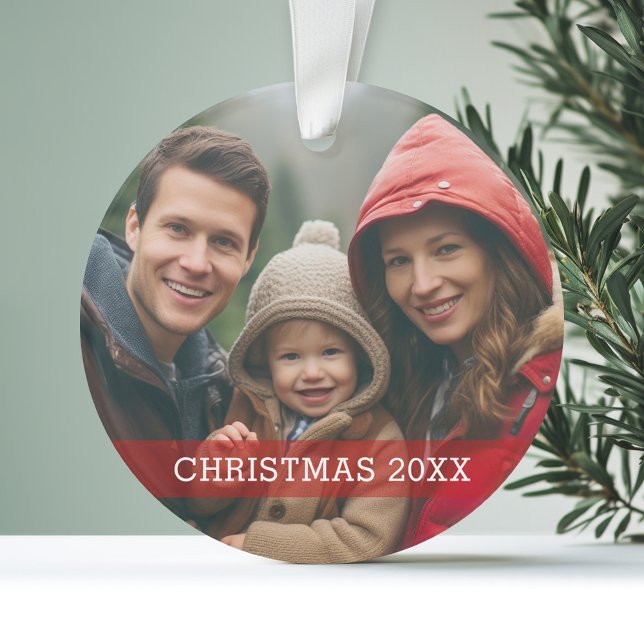 Photo de Noël moderne et simple (Personalized Photo Ornament - )