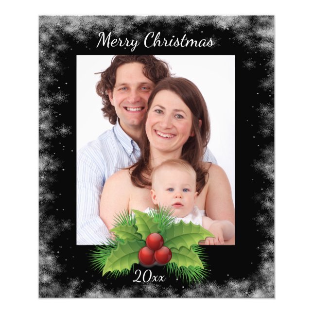 Photo de Noël personnalisée avec Holly & Berries (Devant)
