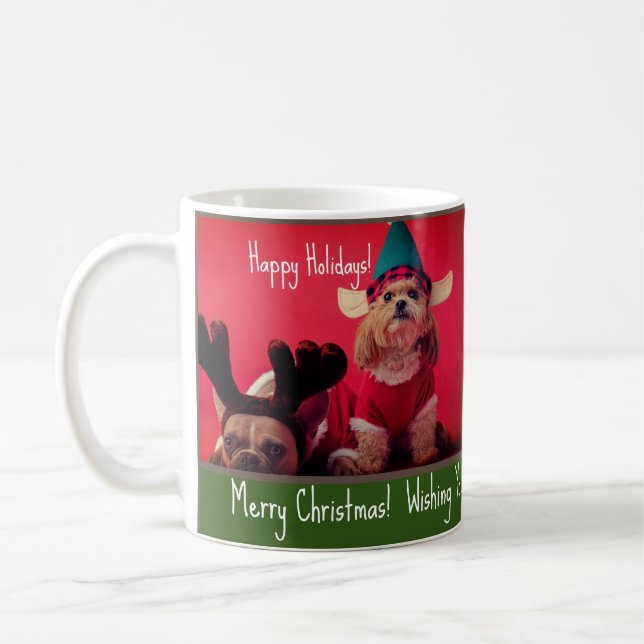 Photo de Noël personnalisée & Mug de texte (Gauche)