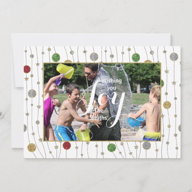 Photo de Noël Personnaliser la carte "Ornements/Ét (Devant)