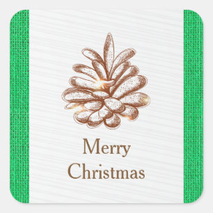 Photo de Pinecones de Burlap vert - Sticker Carré