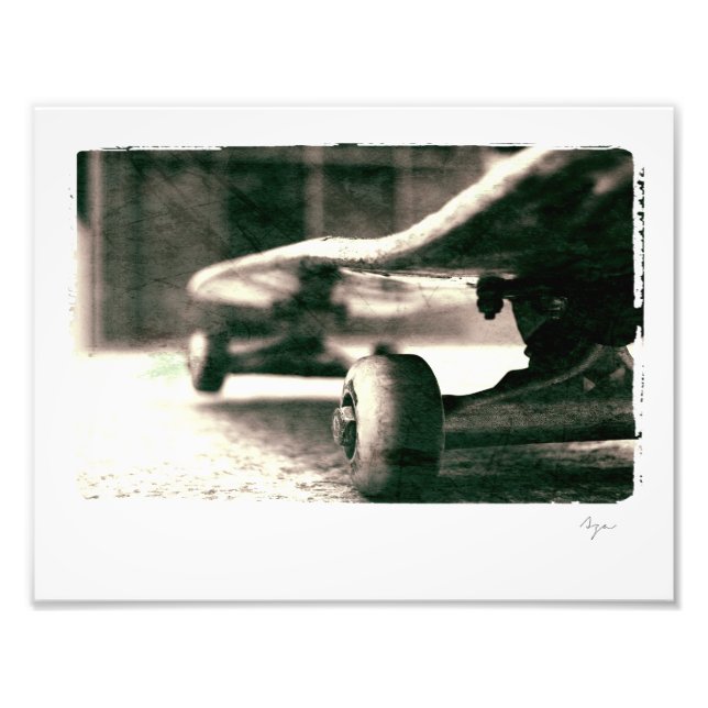 Photo de skateboard noir et blanc (Devant)