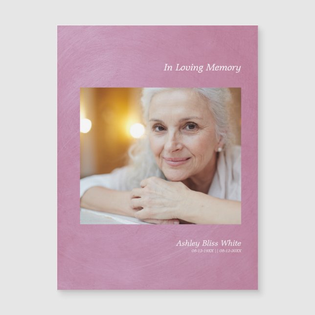 Photo Dear One Remember Mauve Faux Metallic Effect Magnetkarte (Vorderseite)