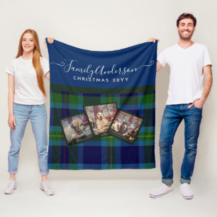 PHOTO-DECKE - Miller TARTAN Blau Weihnachtsgeschen Fleecedecke