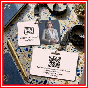 Photo d'employé personnalisé, Code QR, Logo, Badge